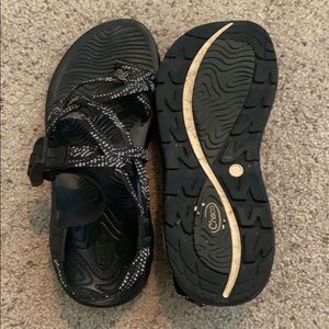 black and white chacos! size 7